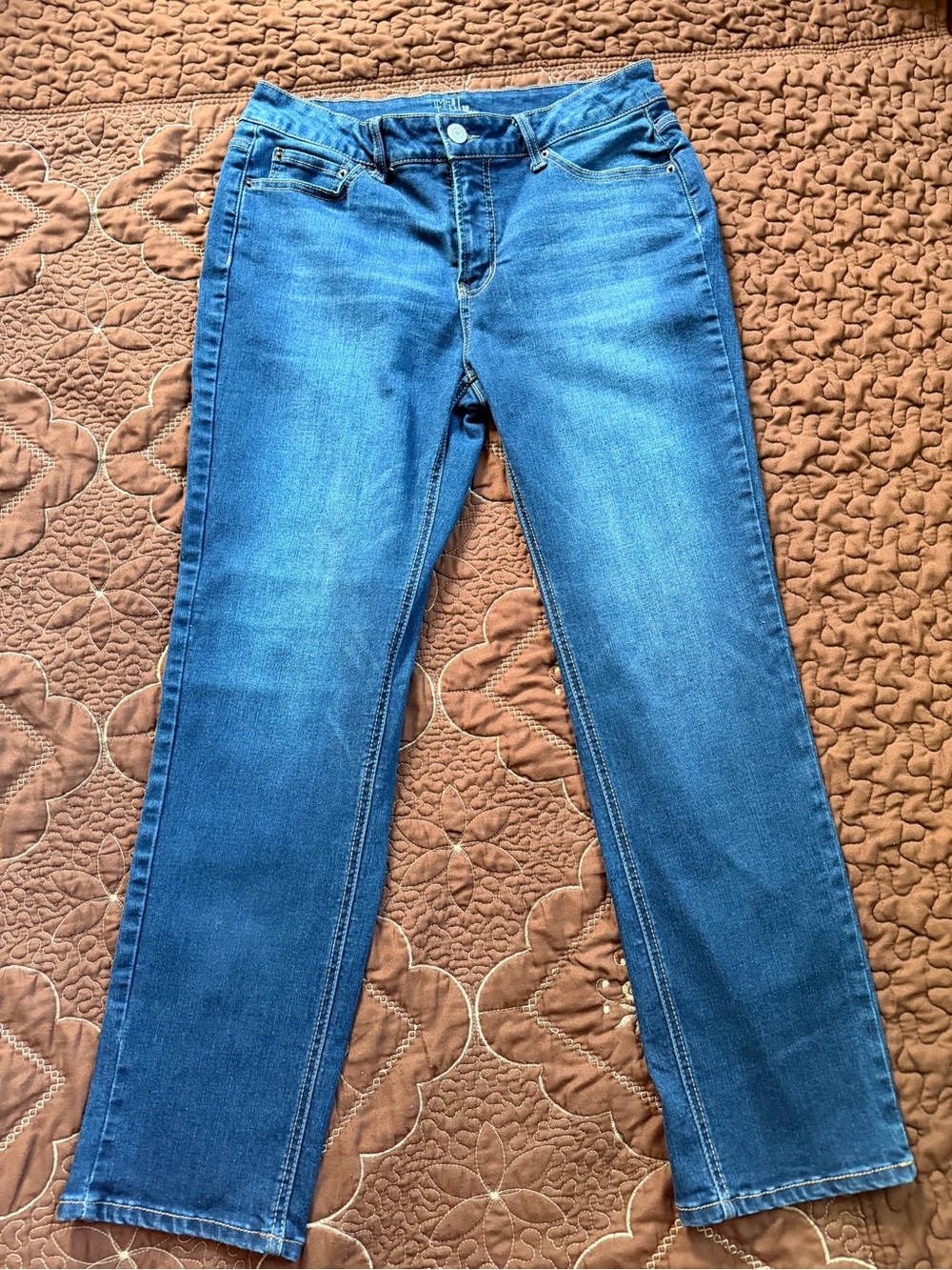 Time and Tru Midwash Blue Straight-Leg Jeans